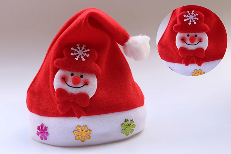 Oemtailor Non woven fabric hat Santa claus face snowman cap Christmas hat with decoration Xmas hat for Christmas and party