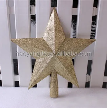 Glitter Christmas Tree Topper Star Five Pointed Xmas Decoration Multicolor