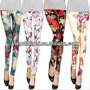 Newest Fashion Spring Summer Wholesale Colored Jeggings Milk Silk Clothes Girls Women Rose Printed Leggings
