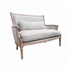 Country style white wash oak wood frame french linen sofa furniture