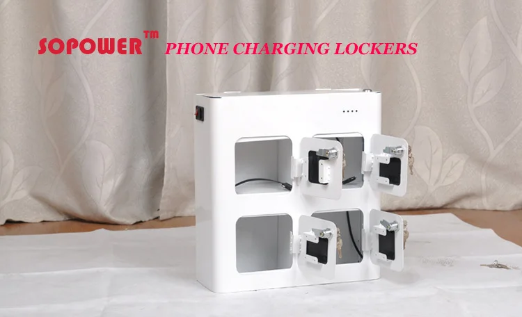 Stazione Ricarica Smartphone Con 4 Locker Numerati – Sicura, Con Chiave, Per Uffici E Palestre