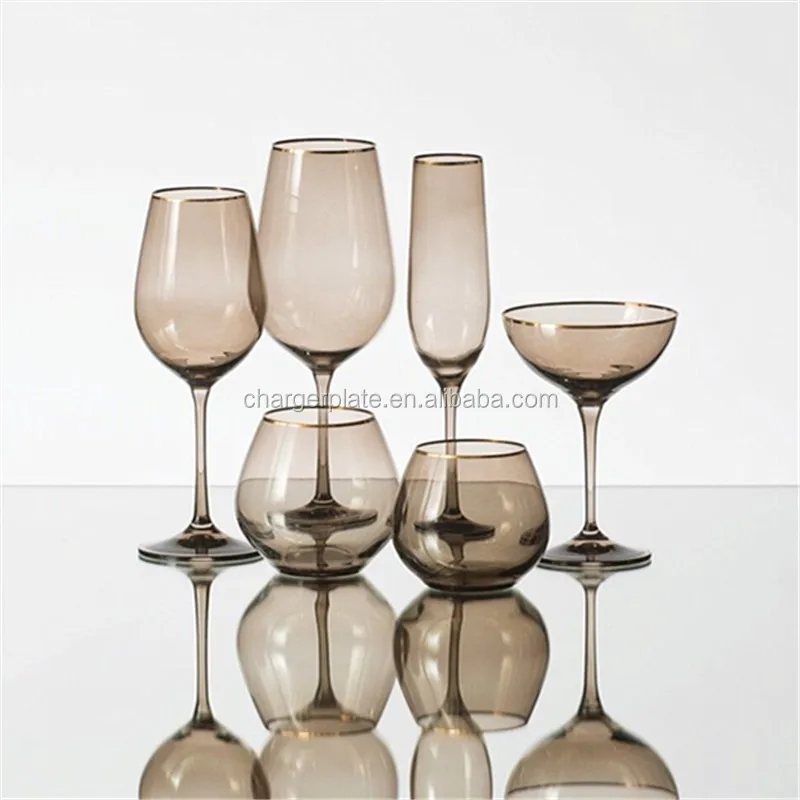 Wholesale Wedding New Modern Black Stem & Stemless Wine Glass Sets