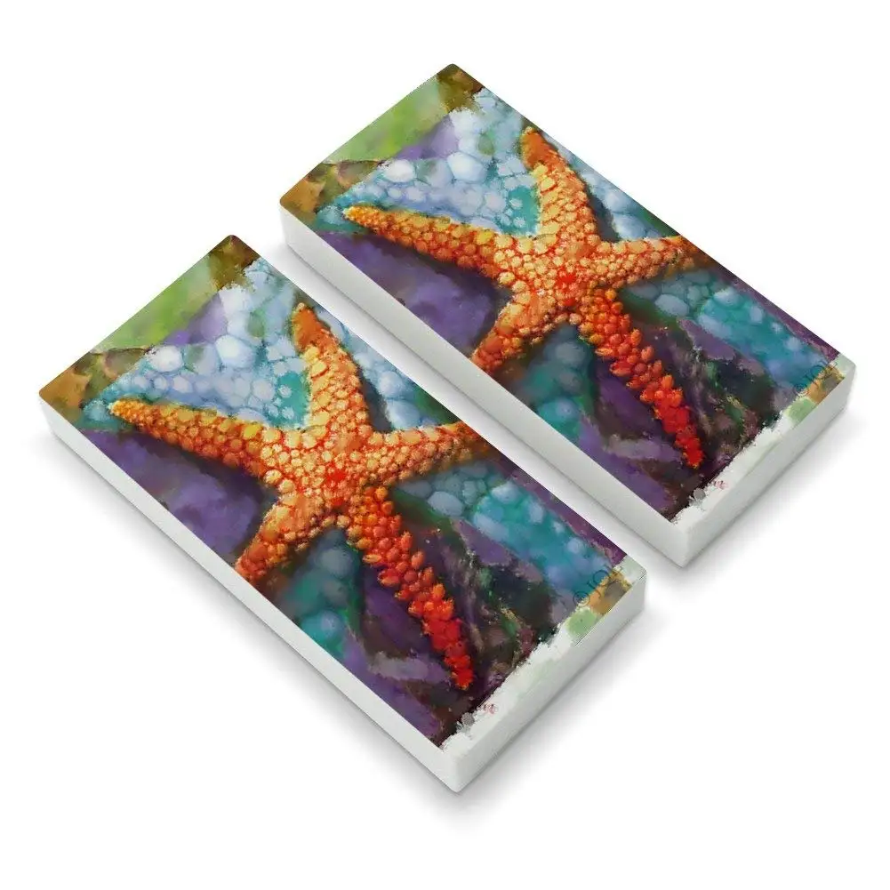 Starfish Watercolor Tropical Ocean Beach Eraser Set of 2