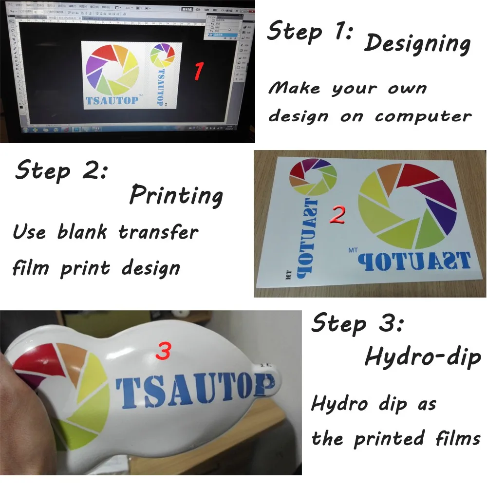 Tsautop Wholesale Hydro Dipping Printable Inkjet Custom Hydrographic