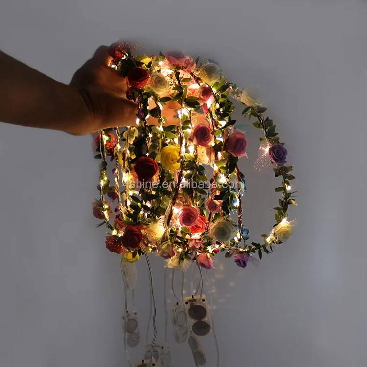 Led Hair Decoration Angel Garland Flower Wreath Rose Clips Led String Light - Buy Glow In The ...