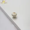 Zinc alloy K gold white ceramic cabinet wardrobe door knobs and handles