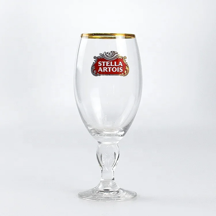 Stella Artois 2 x ICON Beer Chalice Glasses Gold rim 650/500ml BNWOB Man cave 