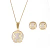 Simple Vogue Bear Design Cheap Gold Plated White Stone Opal Necklace Set With Earrings
