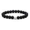 Fashion 8mm Volcanic Stone White Pine Couple Hand String Frosted Black Agate Friendship Bracelet