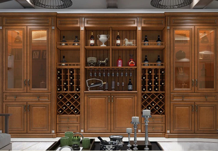classic palace luxurious furniture solid wood doors white wine cabinet