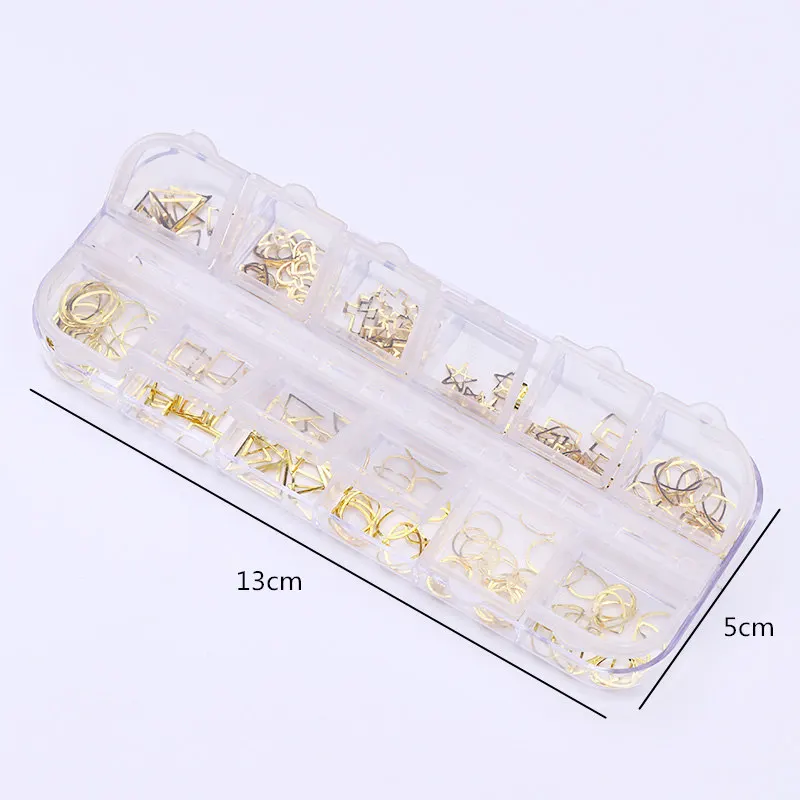 Rose Gold Rivet Nail Studs 3D Nail Art Decoration Gold Circle Star Round Square Triangle Mixed Accessories in Wheel for DIY.jpg