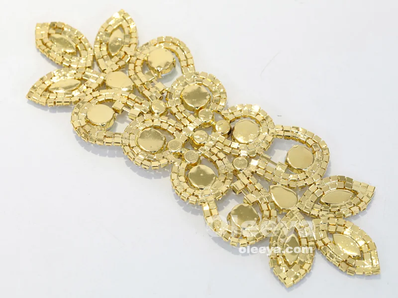 New Arrival Flatback Crystal Appliques 15*5cm Crystal Sew on Rhinestone Appliques for Readymade Garment