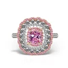 Hot sale new design Cushion Cut Halo CZ Diamond Engagement Ring With Pink CZ