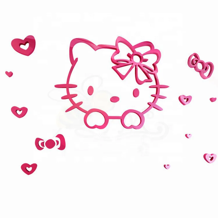 Mignon Kitty chat 3D Mignon enfants chambre d'enfant d&eacute;coration Mur Autocollant