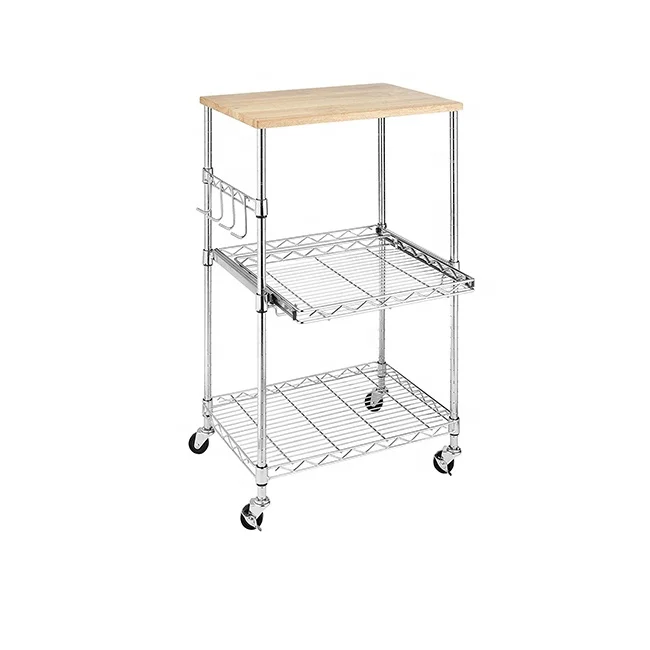 Hook Hanging Stand 2 Layers Pull Out Shelf Metal Wire Rack Retail