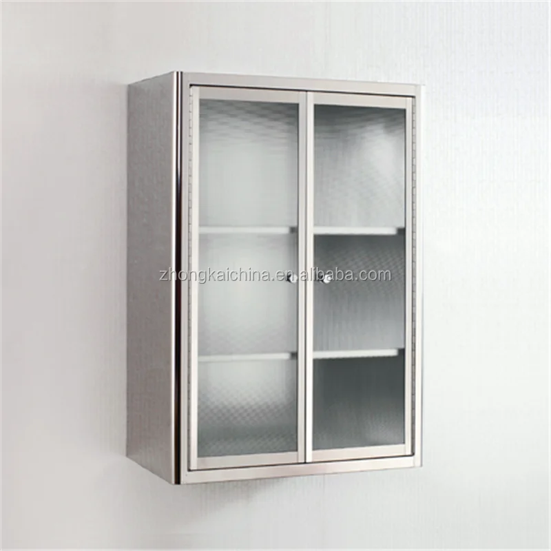 Stainless Steel Wall Hanging Storage Cabinet With Glass Door by House Doctor 
