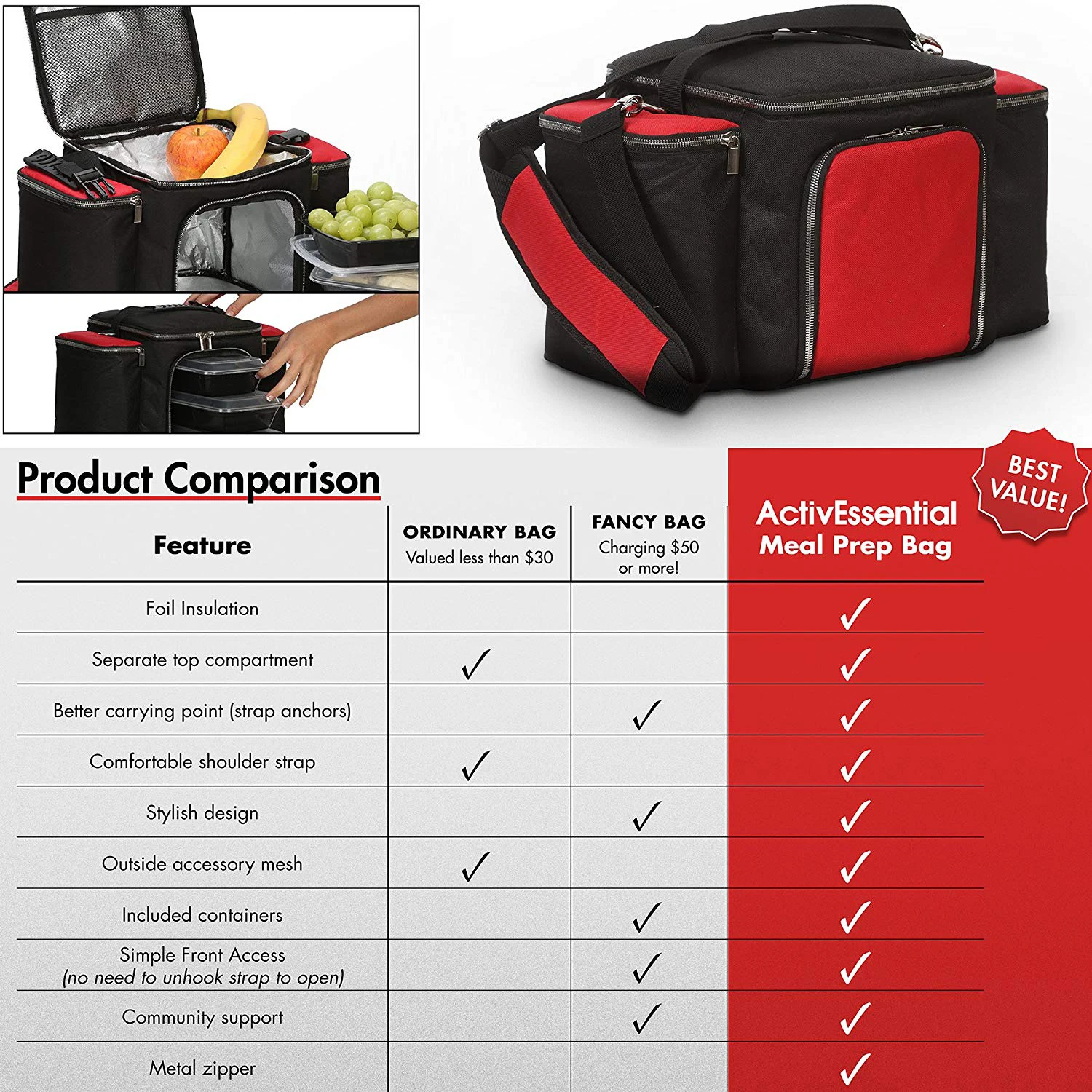 4 pack sport meal gym fitness cooler premium insulated lunch bag