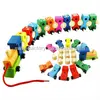 Wooden digital train set,Education pull string train toy for kids,Funny DIY mini pull string train set