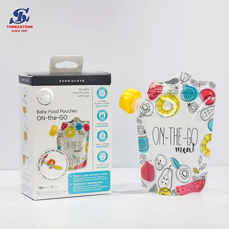 Reusable Baby Food Storage Bag Squeeze Pouch With Spoon Buy Baby
