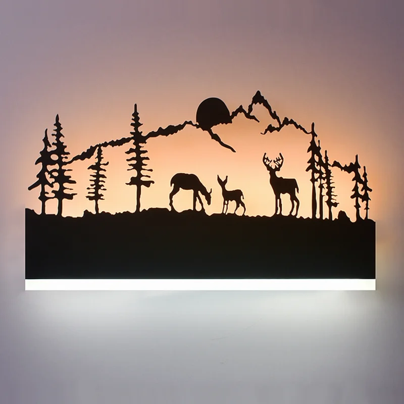 fancy lights for home decoration modern hotel bedside Room lamps elephant deer picture black wall lights indoor