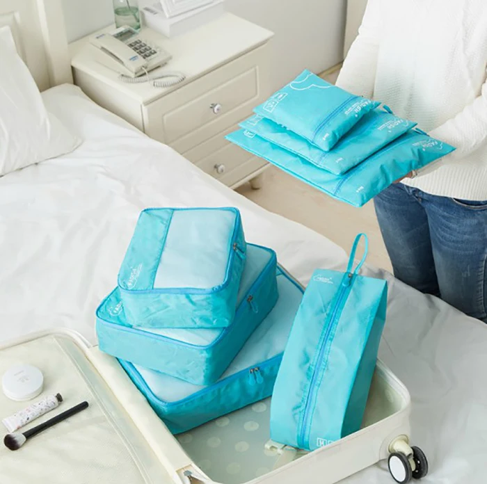 7 Pieces Travel Cubes Luggage Divider Storage Bag Clothes Tidy Packing