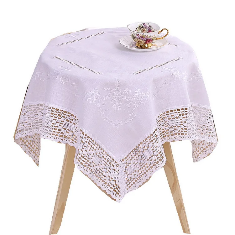 Factory Outlet White Embroidered Lace Tablecloth For Party Wedding
