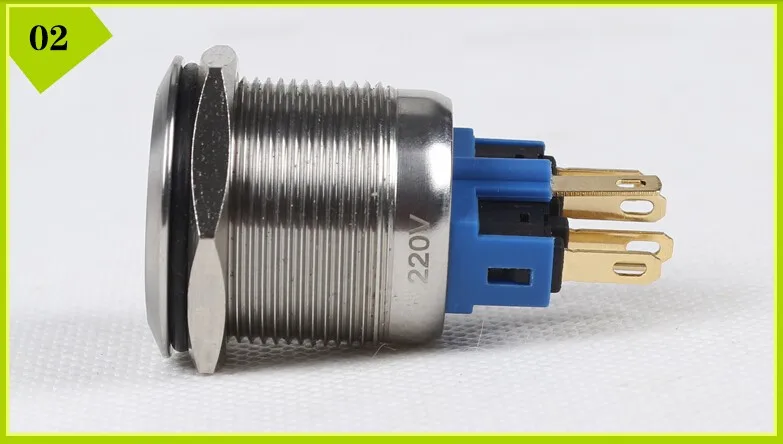 Câble 22 mm SW Bouton Poussoir DEL Bleu comme Interrupteur alu étanche ip67 M