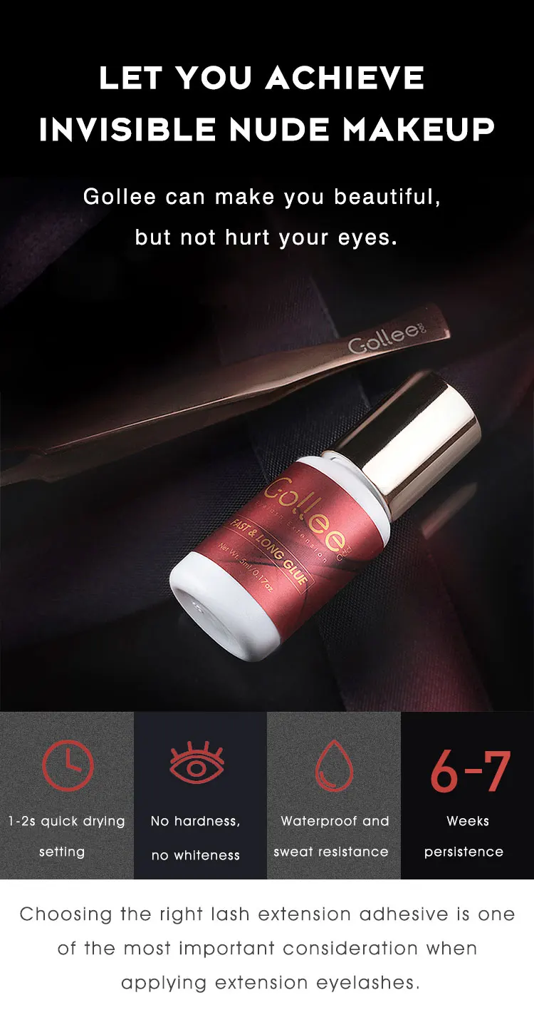 Gollee Eyelash Glue Black Vegan Adhesive Private Label Eye Latex Free