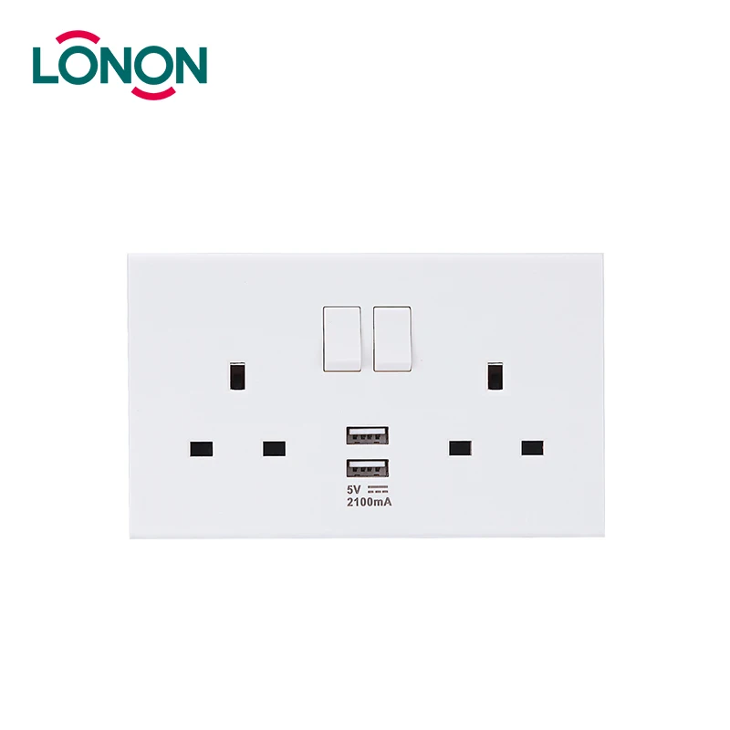 Uk Modern 13 Amp Multifunction Plug Socket Switch With Usb Buy 13