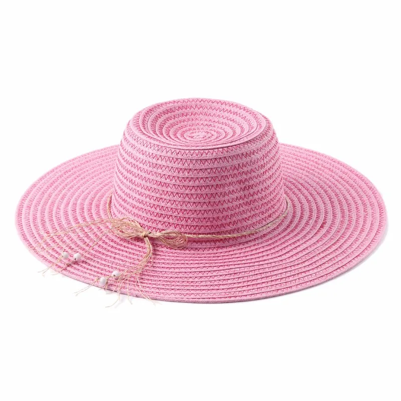 Chinese Custom Plain Raffia Straw Hat Ladies Floppy Flat Wide Brim ...