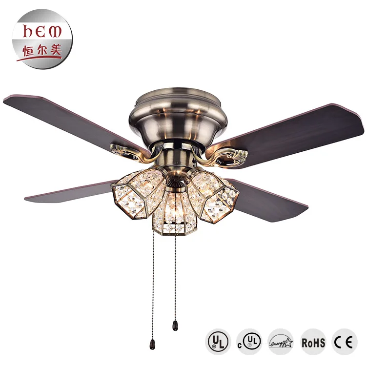 UL Manufacturer Ceiling Fan Light Low Price Crystal Fancy Ac Decorative Ceiling Fan