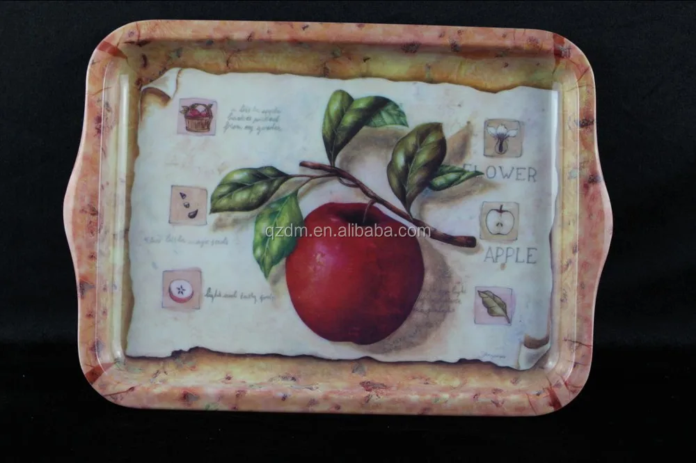 Apple Print Melamine Fruit Tray With Handle