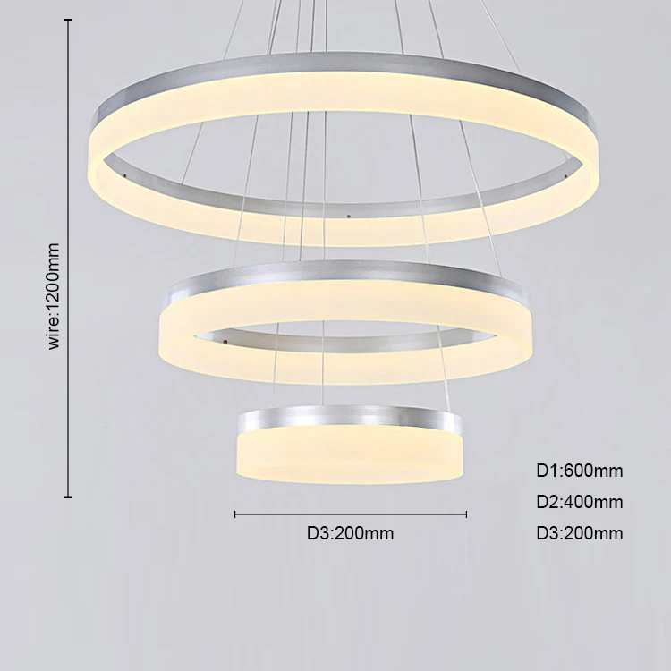 Classic Style Fixture 3 Ring Circle Color Changing Aluminum Acrylic Led