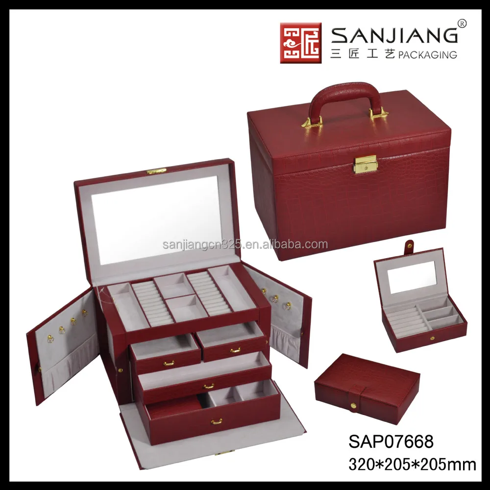 2017 New Style Luxury Wood Portable Jewelry Display Cases,Mother Day