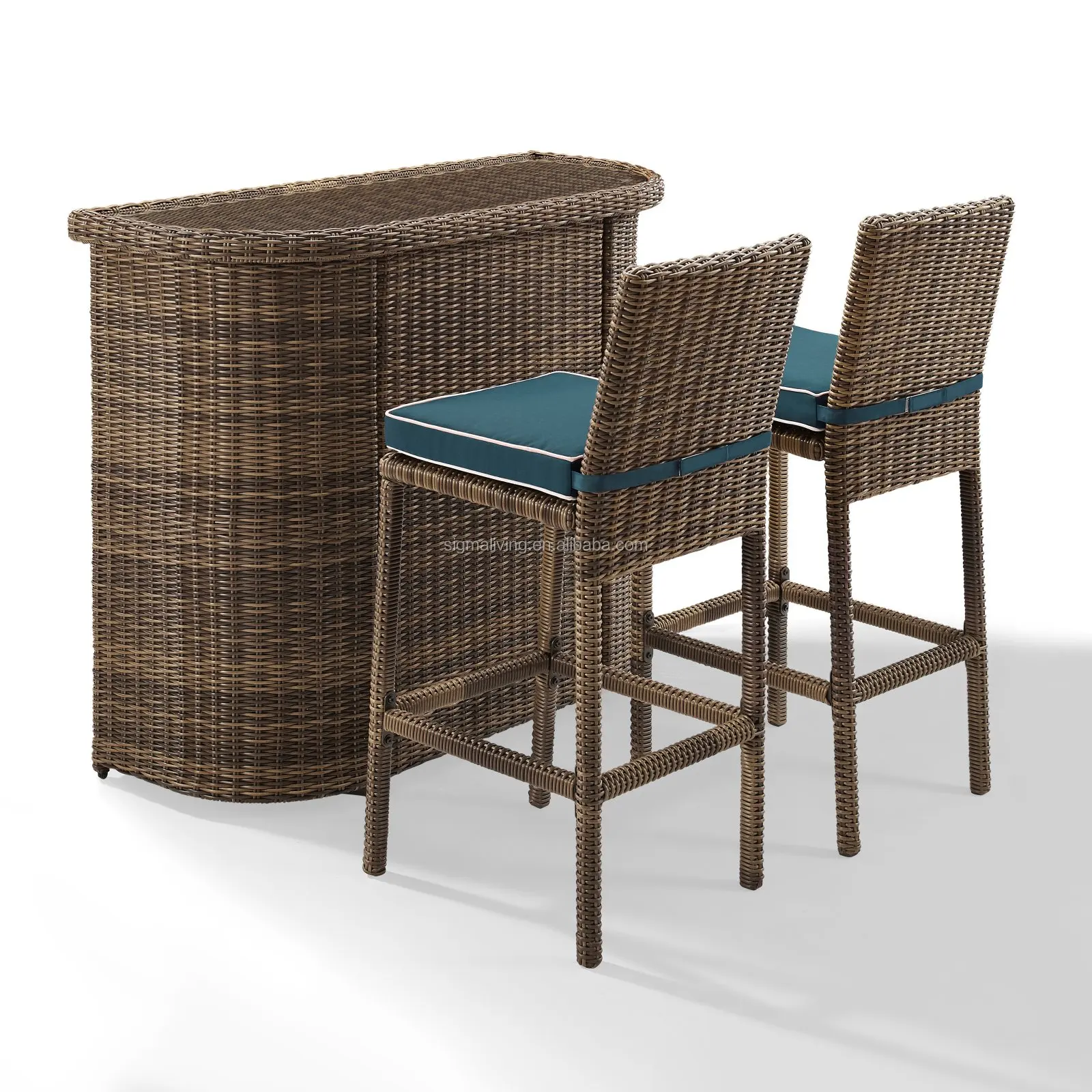 Wholesale Outdoor Cheap High Quality Wicker Patio Cube Set Rattan Furniture Outside Garden Home Bar Table Stool Chair Sets