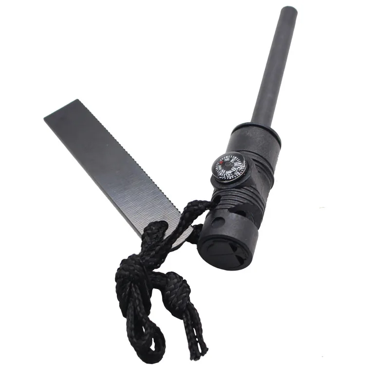 Survival Emergency Ferro Magnesium Flint Fire Starter Rod With Compass