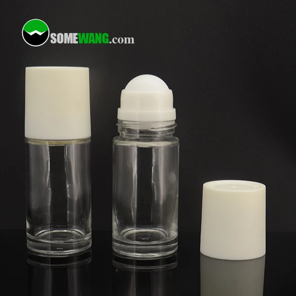 50ml Cylinder Deodorant Glass Roll On Bottle With Biodegradable Corn