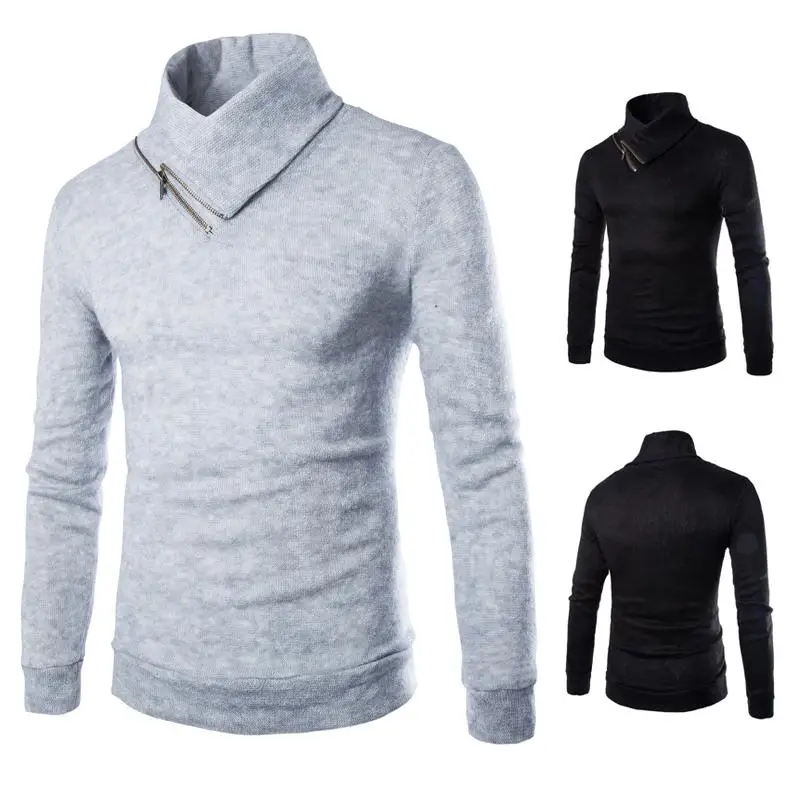 Vska Mens Solid Autumn Long-Sleeve Outwear Turn Down Collar Cardi Sweaters