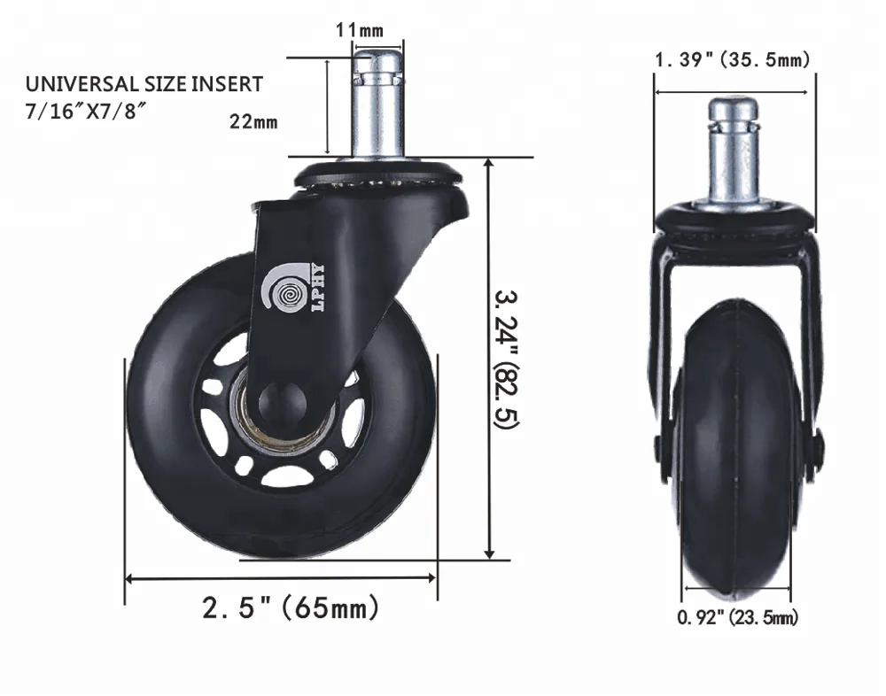 Set of 5 Office 2.5/'/' Chair Caster Wheels Heavy Duty /& Safe for All Floors
