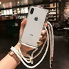 Neckband lanyard cell phone case with bodycross line long rope adjustable length transparent phone case for iPhone X XR XS