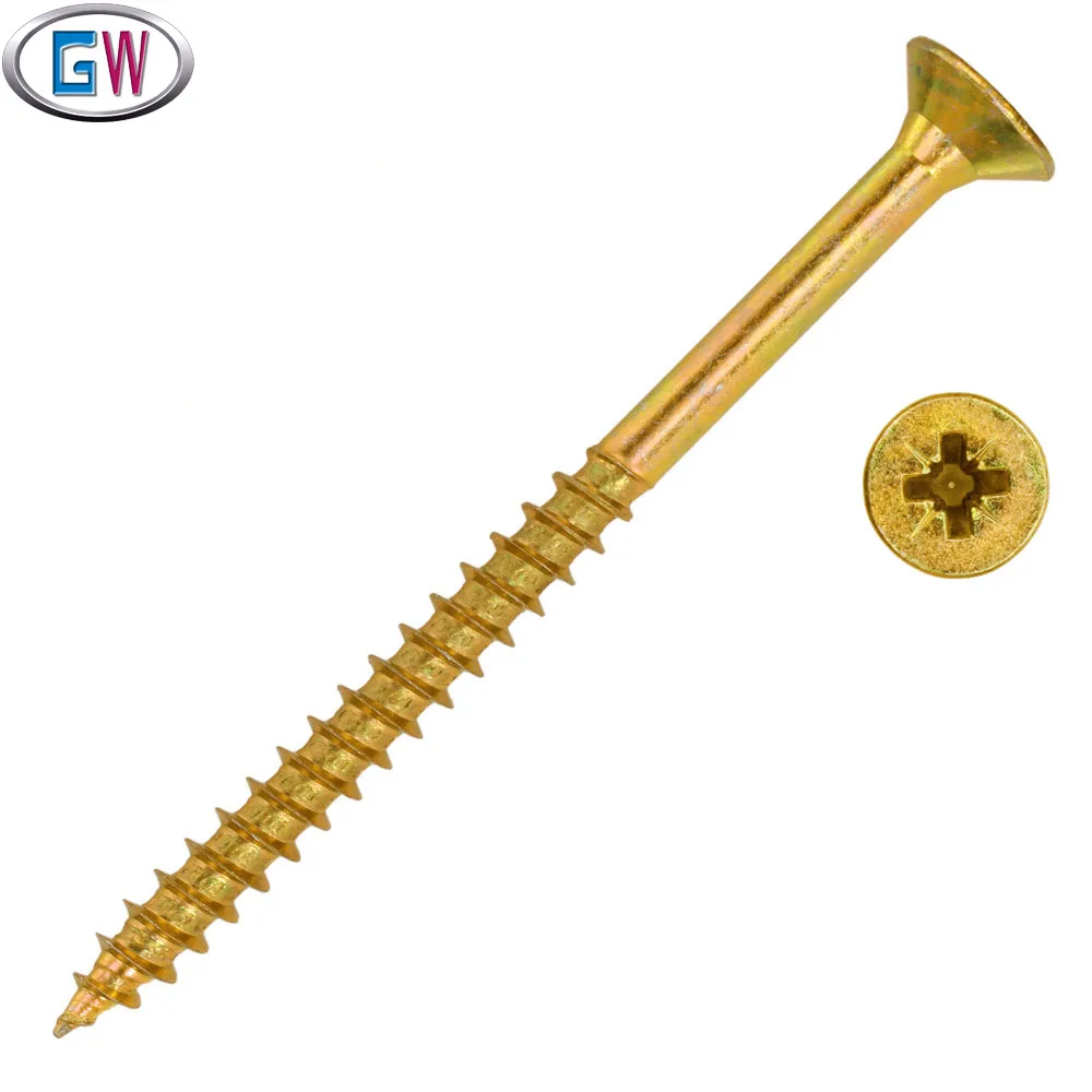 50 POZI CHIP BOARD WOOD SCREWS COUNTERSUNK YELLOW 6 X 100 MM 20