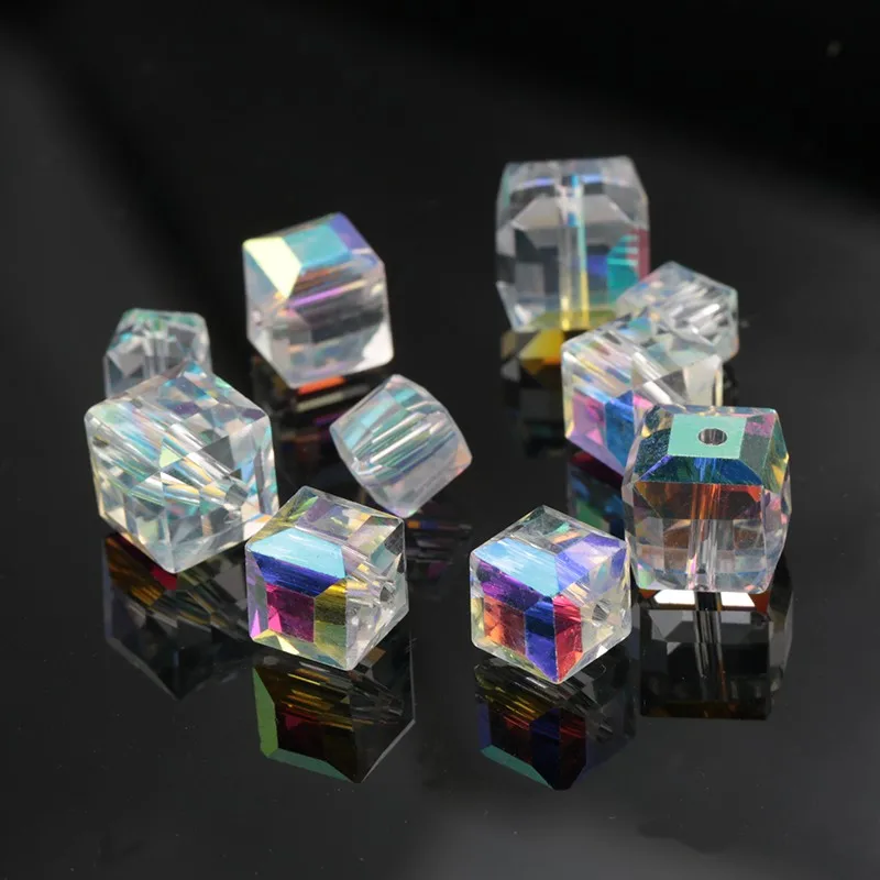 New Style Shinning Square Shape Crystal Glass Cube Beads For Jewelry ...