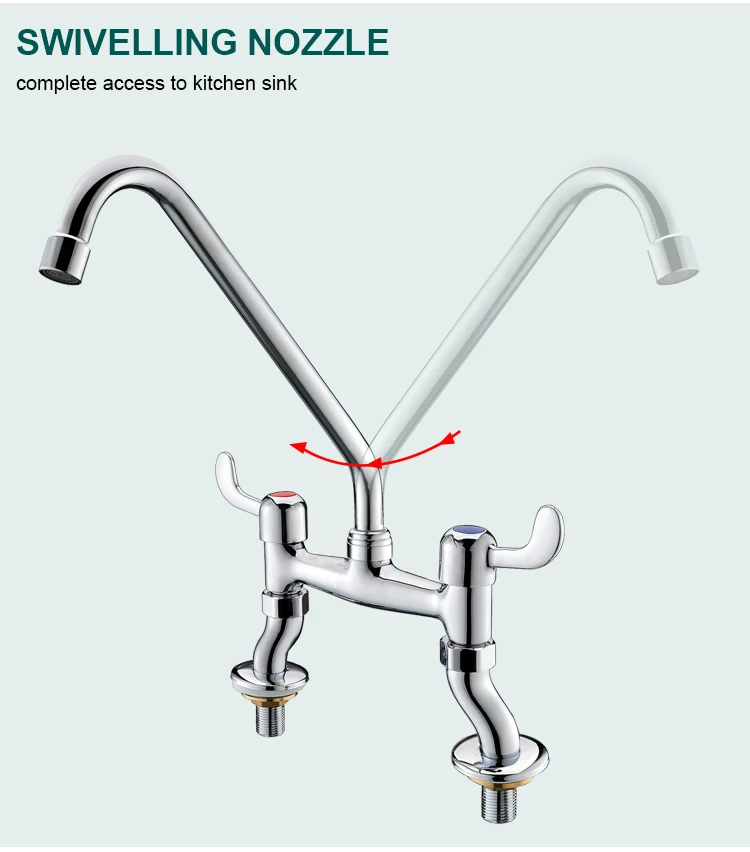 Best Commercial Dual Handle Deck Mount Kitchen Sink Mixer Taps