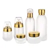 luxury round shiny clear and gold cap spray cosmetic lotion bottle