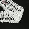 100% fancy polyester chemical white border lace trim