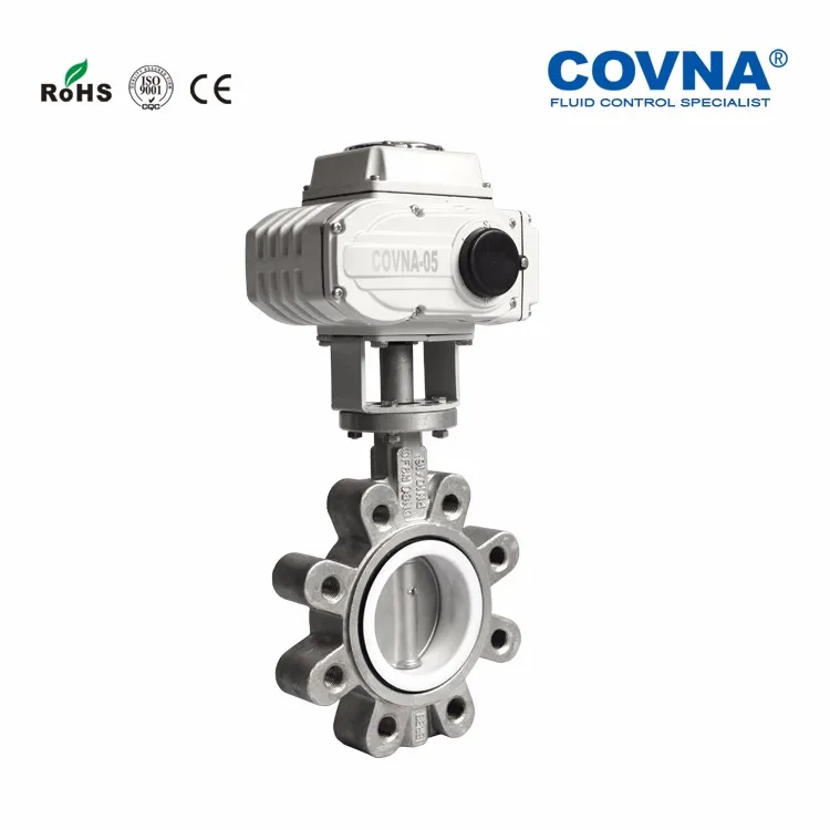 Covna Chinese Actuated Valves 220v Dn100 4 Inch Class 150 Ptfe Lined