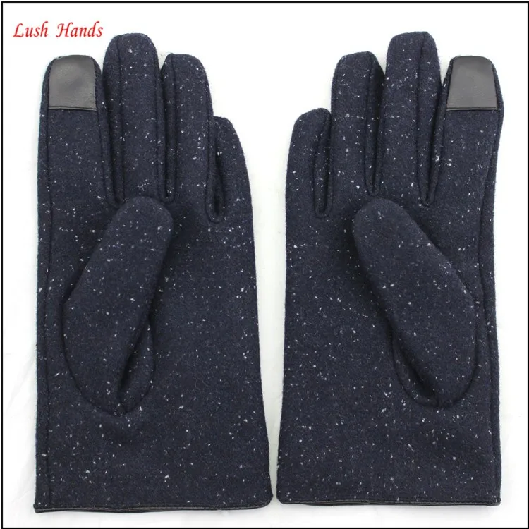 Mens hot sale smart phone touch finger woolen hand gloves with buttons