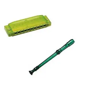 My First Recorder / Harmonica Pack -BPA FREE Green Translucent Recorder w/Green Hohner Harmonica