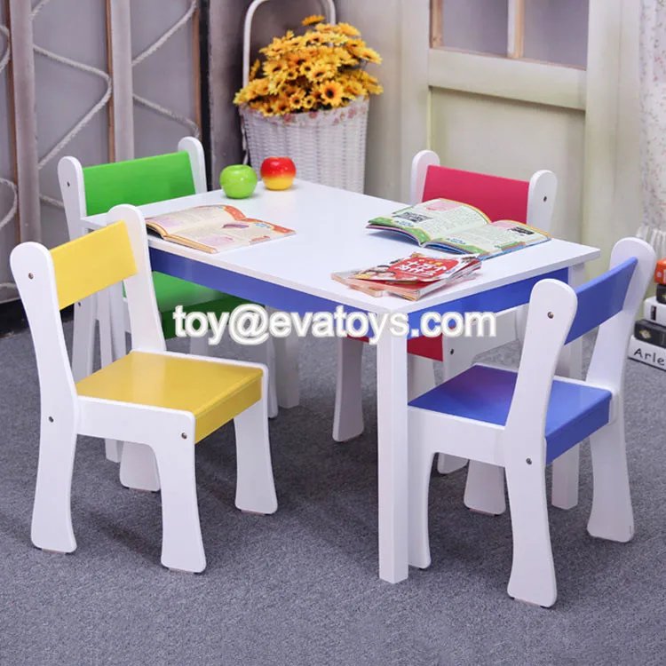 New Hottest Preschool Wooden Children Table And Chair Set With 1 Table