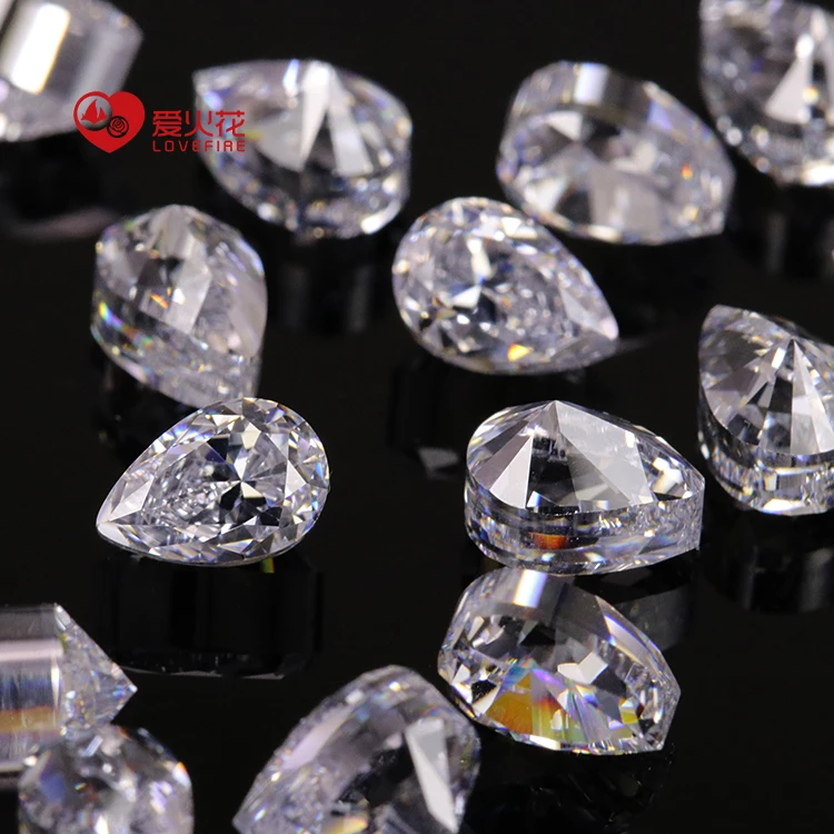 3*5mm Loose Gemstone Thick Girdle White Color Heavy Pear Cz Cubic ...